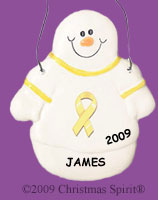 Snowman with Yellow Support Ribbon Ornament