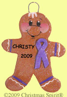 Gingerbread with Purple Support Ribbon Ornament