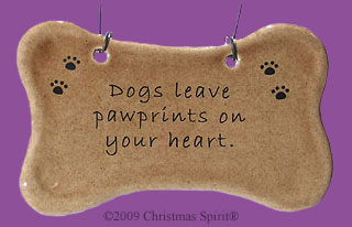 Dogs leave pawprints on your heart dog bone ornament