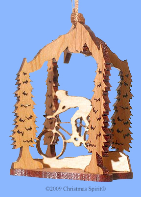Wooden laser cut biking ornament