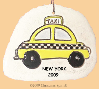 Porcelain taxi ornament