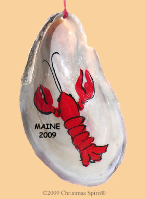 Mussel shell with lobster painting