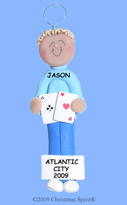 Clay card player ornament