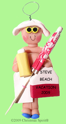 Clay beachgoer ornament
