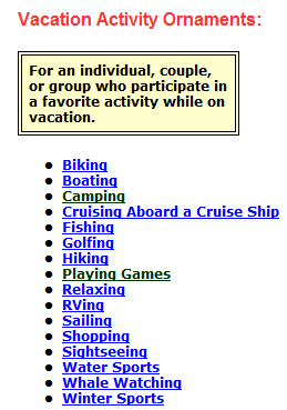 Vacation Ornaments