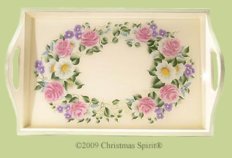 Wooden flowers serving tray
