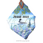 Loon painted on a slate chip