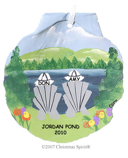 Mountain scene painted on a scallop shell