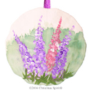 
Lupines painted on a sand dollar