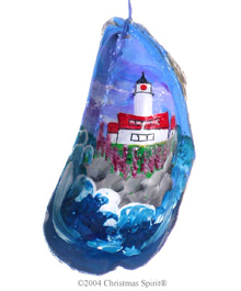 
Egg Rock Light painted on a mussel shell