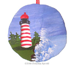 West Quoddy Light painted on a sand dollar