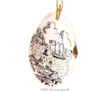 Harbor scene painted on a clam shell