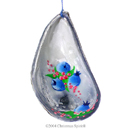 Blueberries painted on a mussel shell